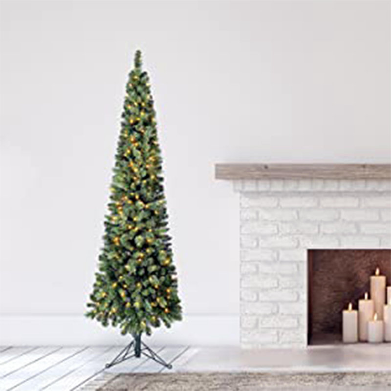 Home Heritage Cashmere 7 Ft Artificial Corner Christmas Tree Prelit 150 LED Lights